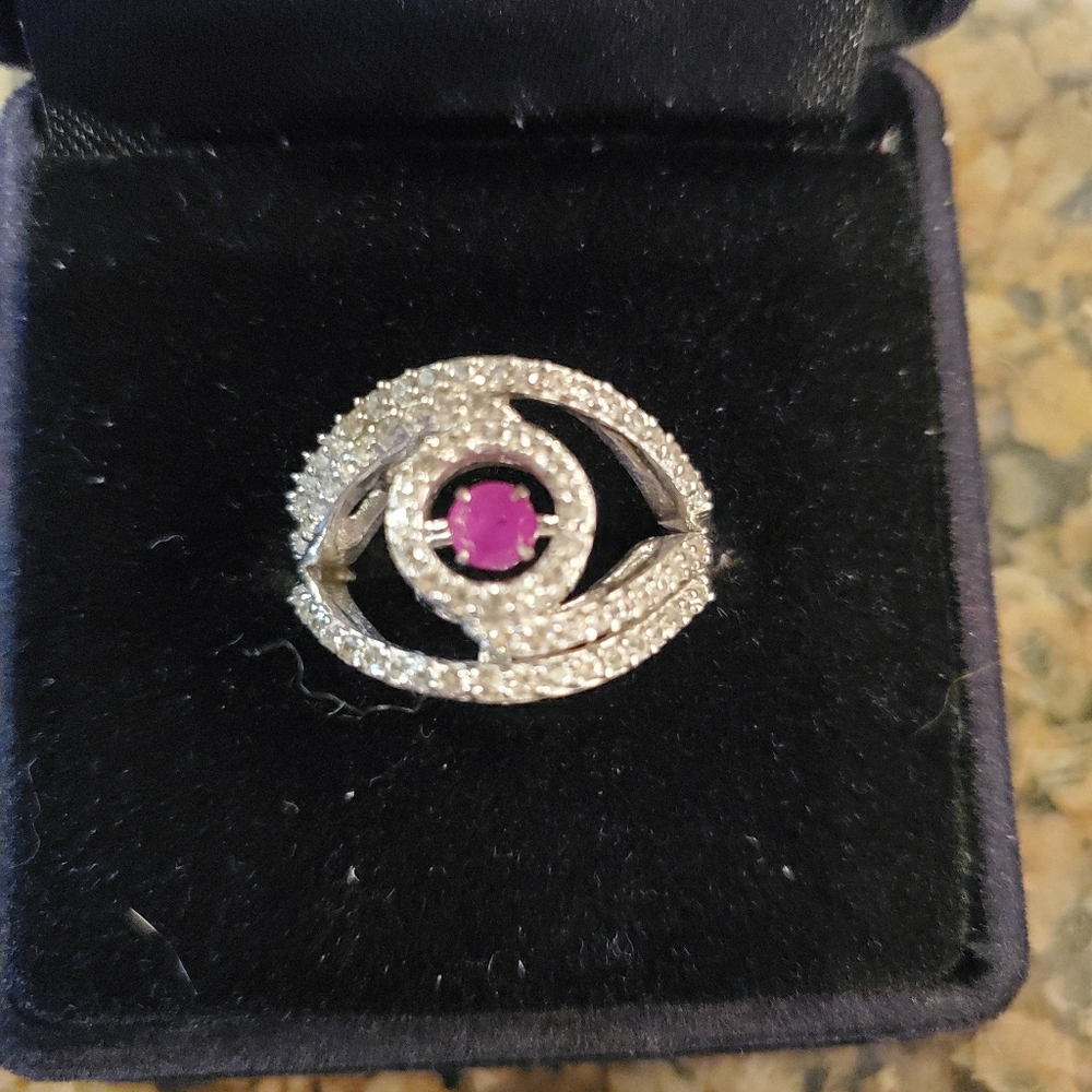 Burmese Ruby heart beat ring